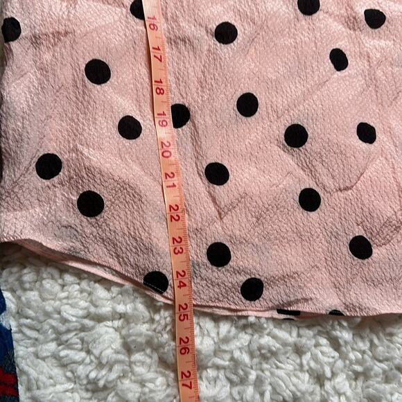 Elie Tahari 100% Silk Polkadot Pink Pastel Black Flowy Long Sleeve Blouse DD13 - Picture 6 of 13